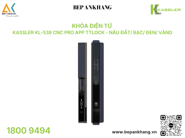 Khóa điện tử Kassler KL-538 CNC Pro App TTLock + Remote - Nâu Đất/ Bạc/ Đen/ Vàng